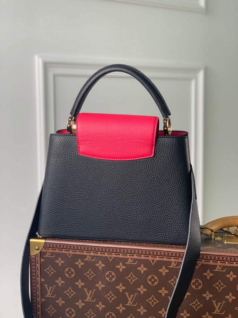 LV M94755 Louis Vuitton Capucines BB Handbag Black Rose Berlingot