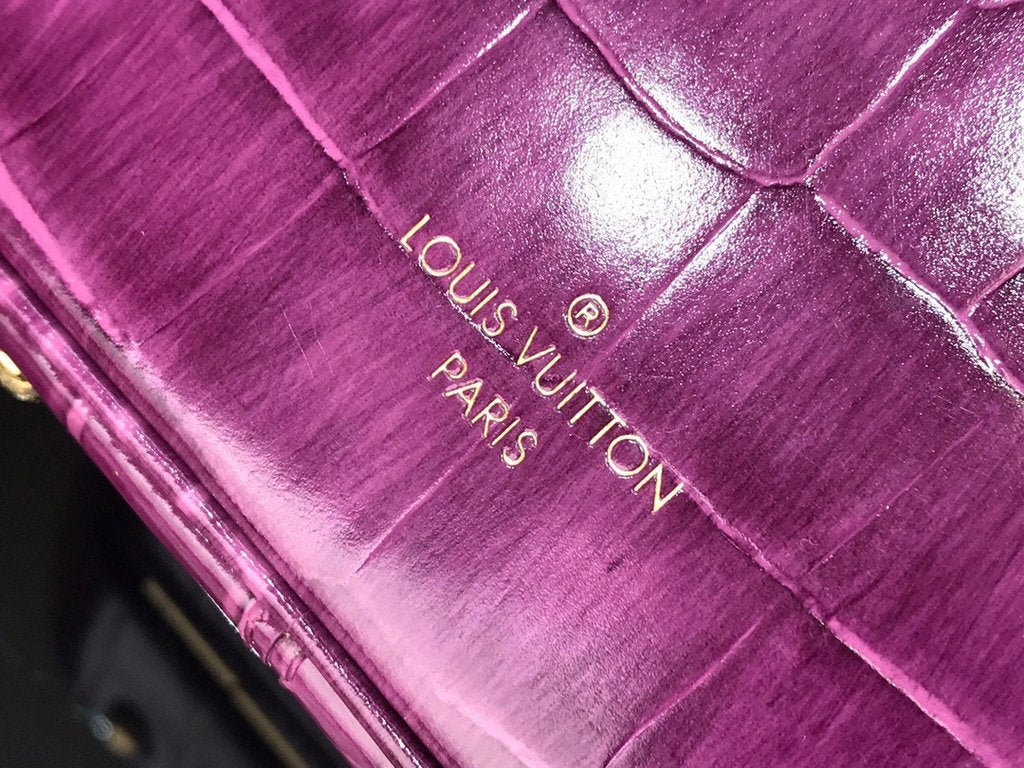 LV N95555 Louis Vuitton Petite Boite Chapeau Crocodilien Brillant N95054 Bag Purple