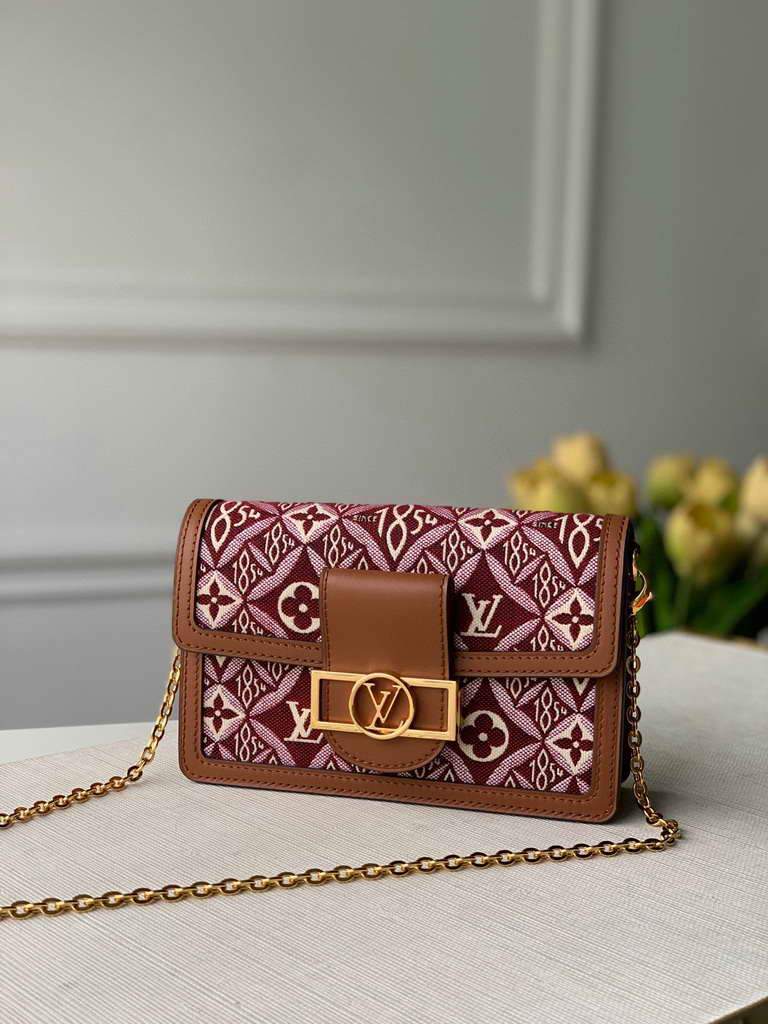 LV M69992 Louis Vuitton Since 1854 Dauphine Chain Wallet Monogram Red