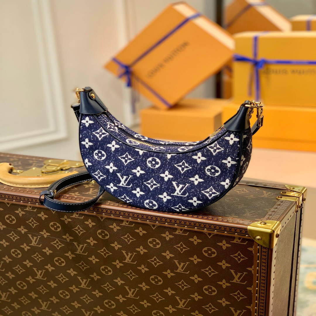 LV M81166 Louis Vuitton Loop Monogram Denim Leather Bag
