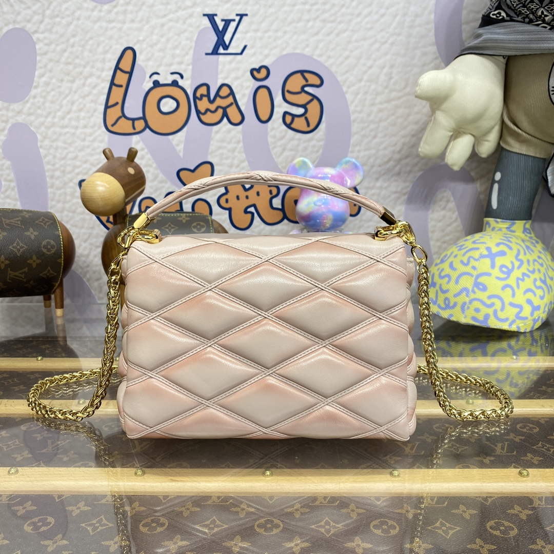 LV M23568 Louis Vuitton GO-14 MM Bag Beige/Pink