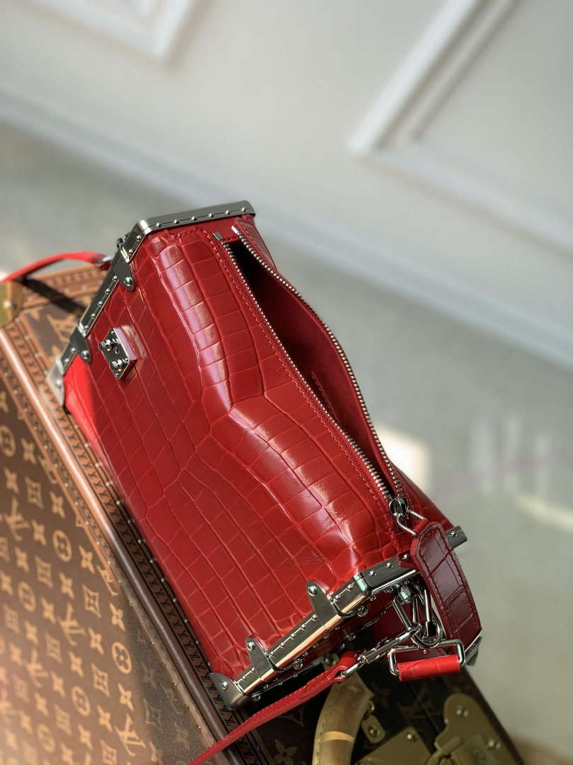 LV M21741 Louis Vuitton Side Trunk PM Bag Red Crocodile pattern
