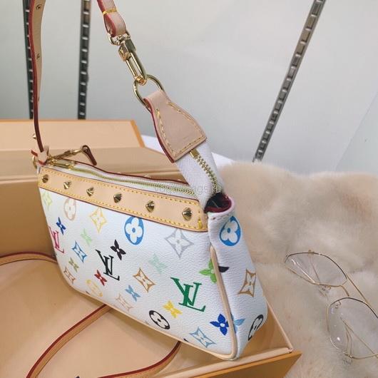 LV M92649 Louis Vuitton Pochette Small Hand Bag in White