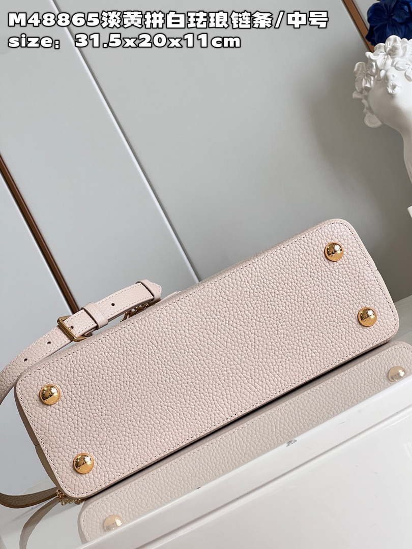 LV M22514 Louis Vuitton Capucines MM Crame Beige