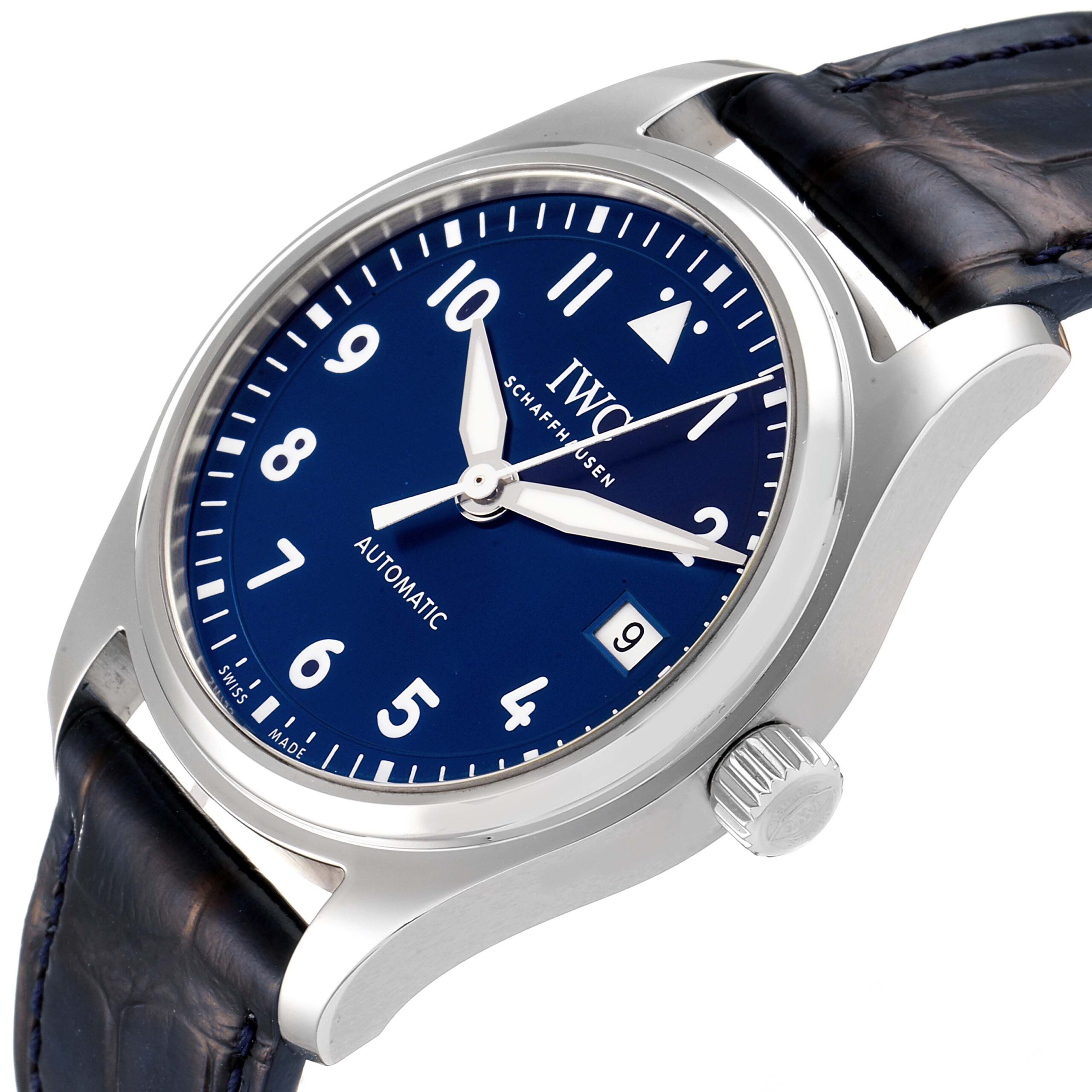 IWC Pilots Midsize Blue Dial Steel Mens Watch IW324008 Box Card Unworn