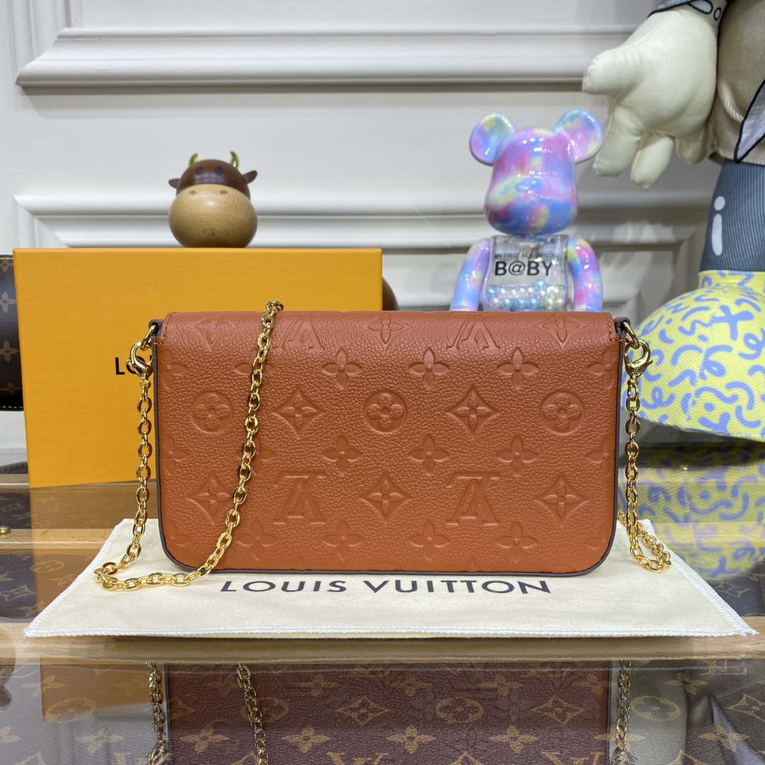LV M82363 Louis Vuitton Felicie Pochette Monogram Empreinte Bag Brown