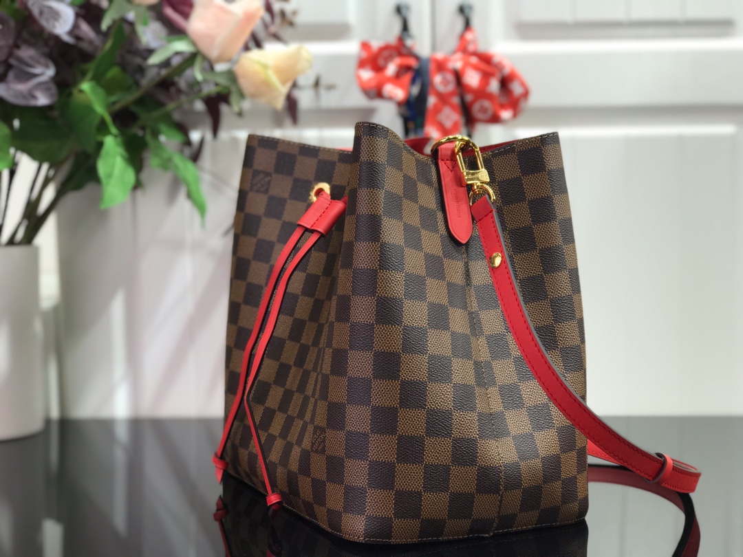 LV N40198 Louis Vuitton NONO MM Bag Damier Ebene Red