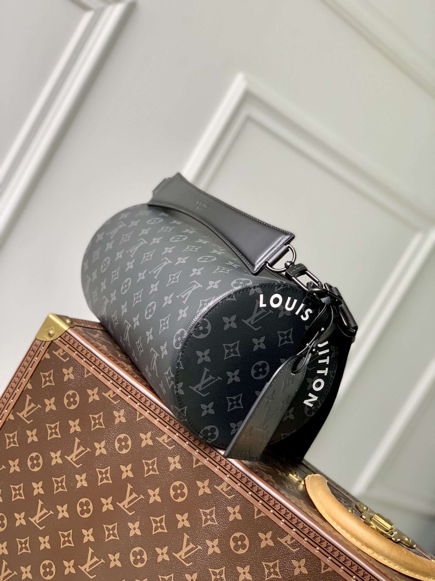 Louis Vuitton LV M46796 Soft Polochon MM Monogram Eclipse