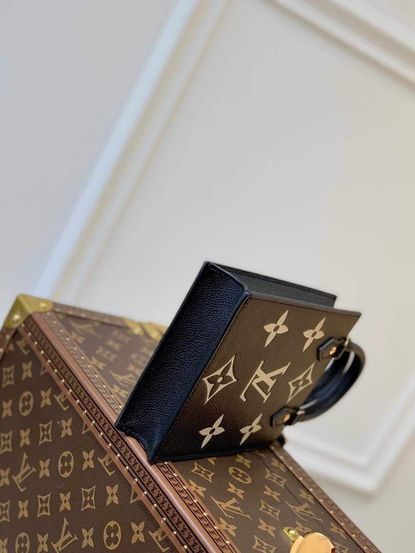 LV M57937 Louis Vuitton Petit Sac Plat Bag Black Beige