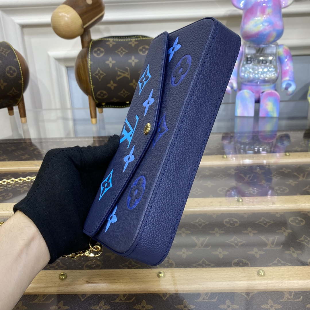 LV M82349 Louis Vuitton Felicie Pochette Monogram Empreinte Bag Navy Blue