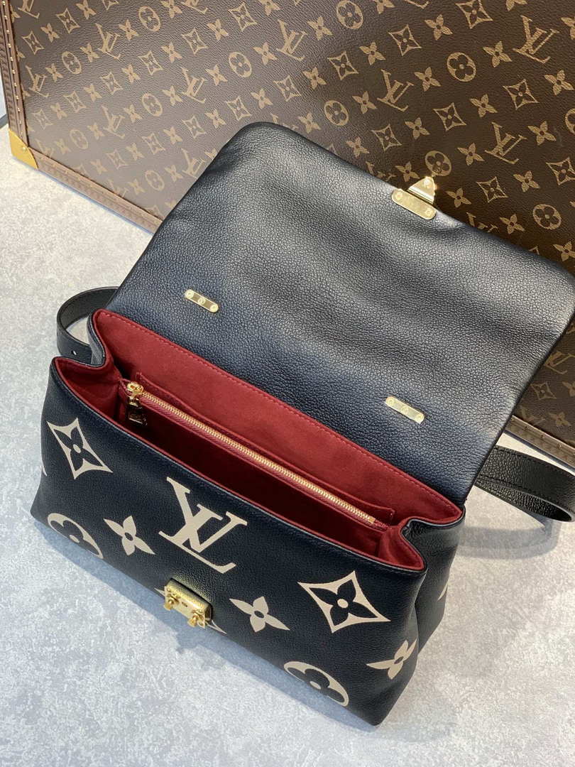 LV M45978 Louis Vuitton Madeleine MM Bicolor Monogram Empreinte Leather Black