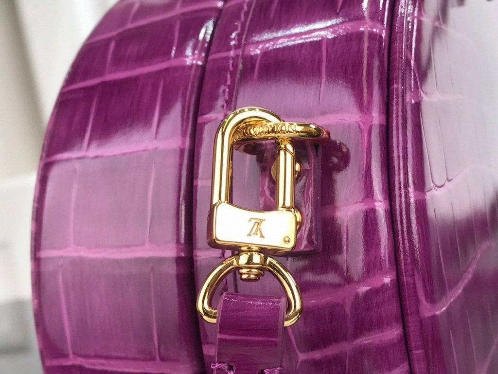 LV N95555 Louis Vuitton Petite Boite Chapeau Crocodilien Brillant N95054 Bag Purple