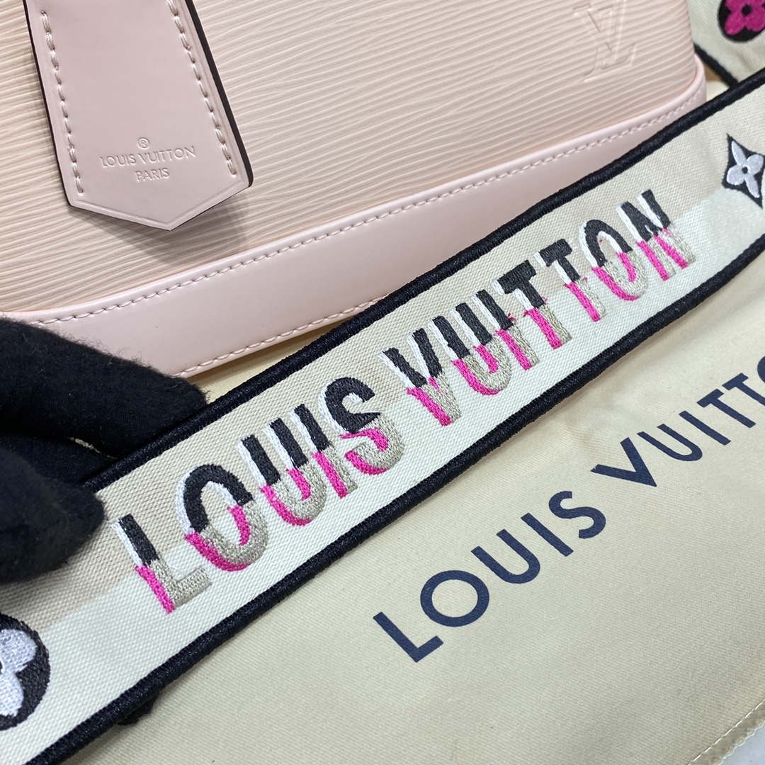 LV M40302 Louis Vuitton Alma BB Epi Handbag Nude with beige