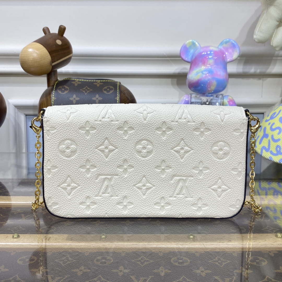 LV M82363 Louis Vuitton Felicie Pochette Monogram Empreinte Bag White