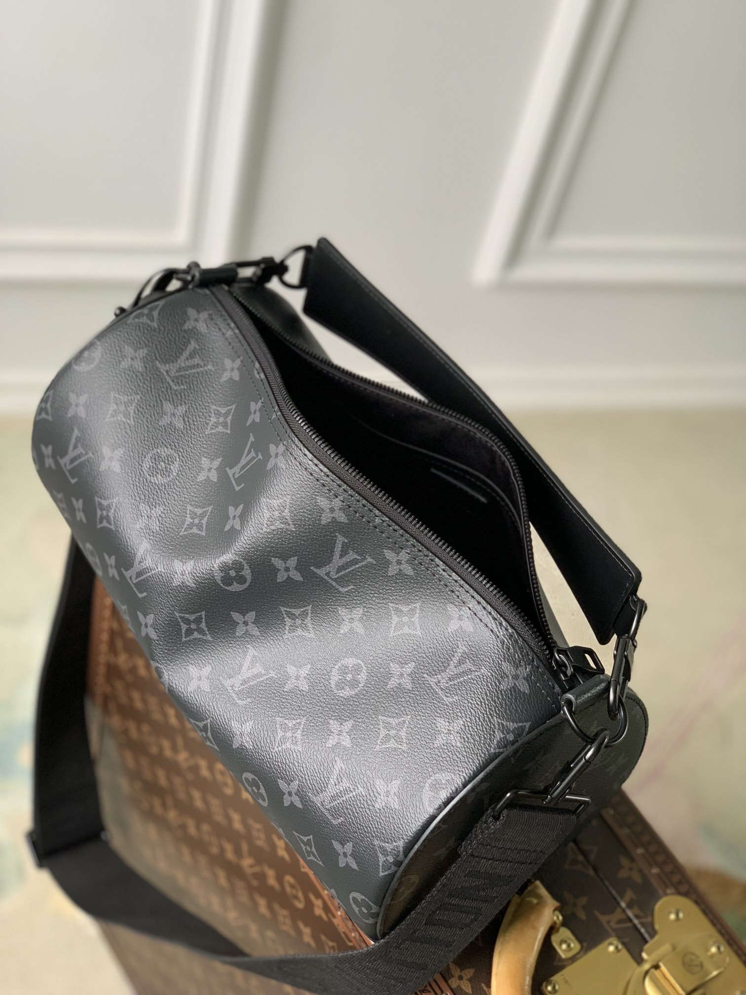 Louis Vuitton LV M46796 Soft Polochon MM Monogram Eclipse