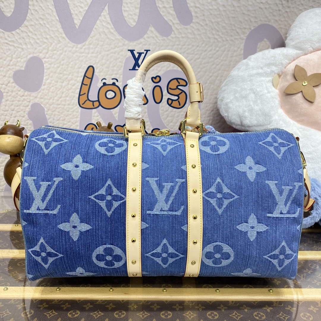 LV M24315 Louis Vuitton Keepall Bandouli��re 45 Bag Blue