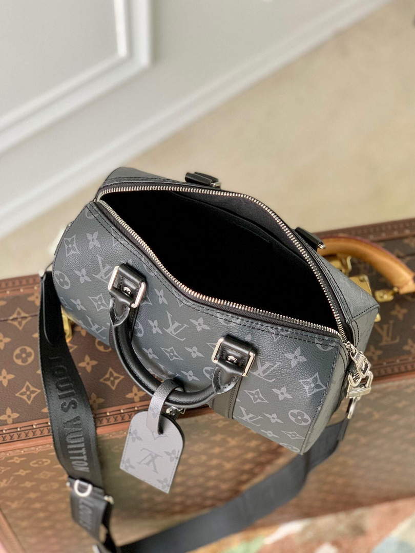 LV M46271 Louis Vuitton Keepall Bandouliere 25 Bag Black