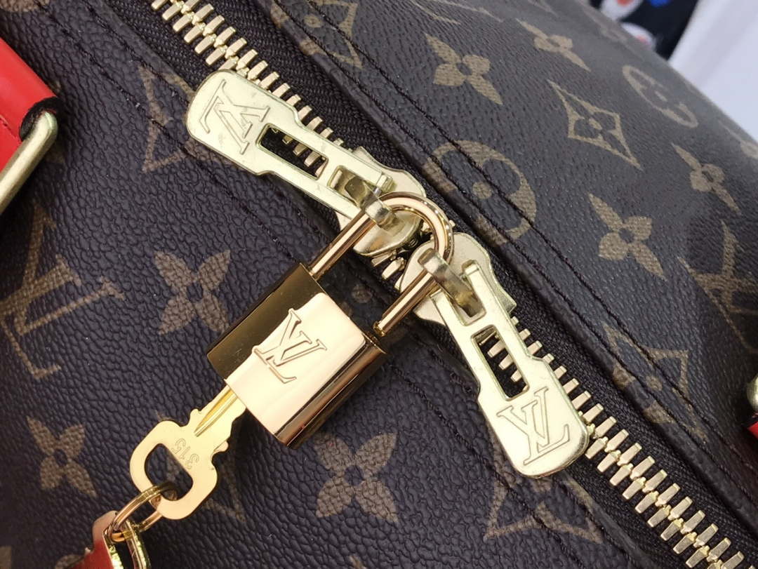 Louis Vuitton LV M44740 Keepall Bandouli��re 50 Monogram Bag Red