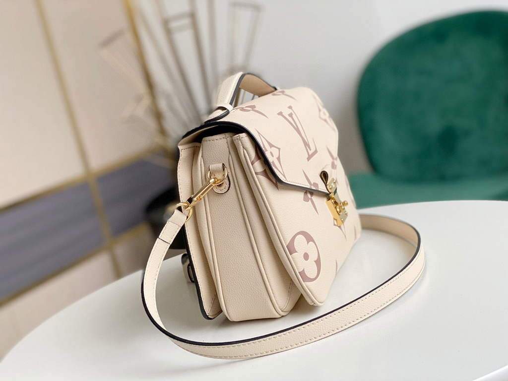 LV M45596 Louis Vuitton M45773 Pochette Metis Bag Cream and Rose Pink
