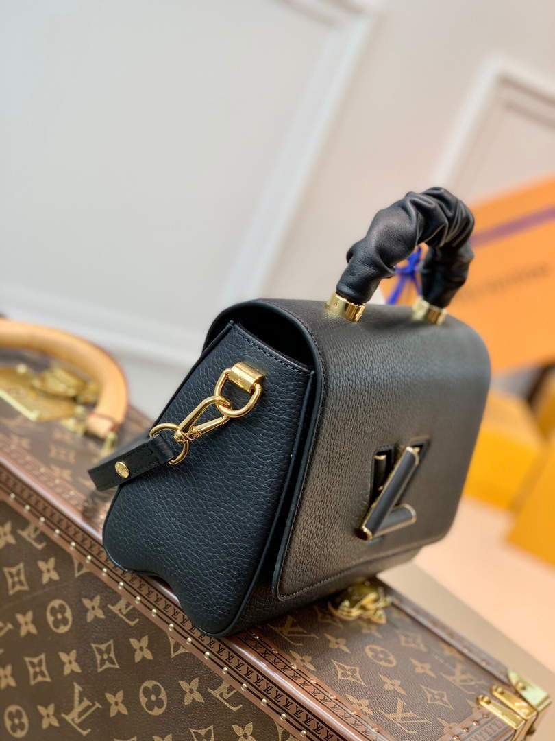 LV M58688 Louis Vuitton Twist MM Leathers Handbag Black