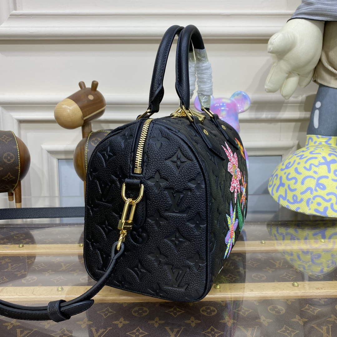 LV M46415 Louis Vuitton LV x YK Speedy Bandouli��re 25 Bag Black