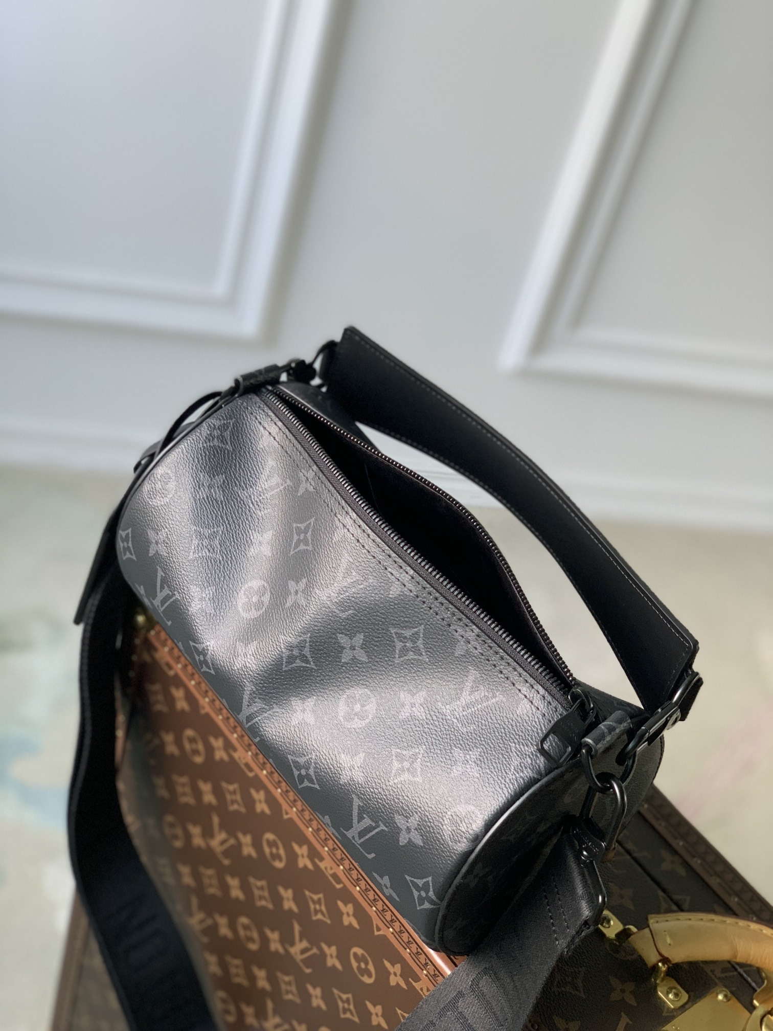 LV M46796 Louis Vuitton Soft Polochon PM Monogram Eclipse