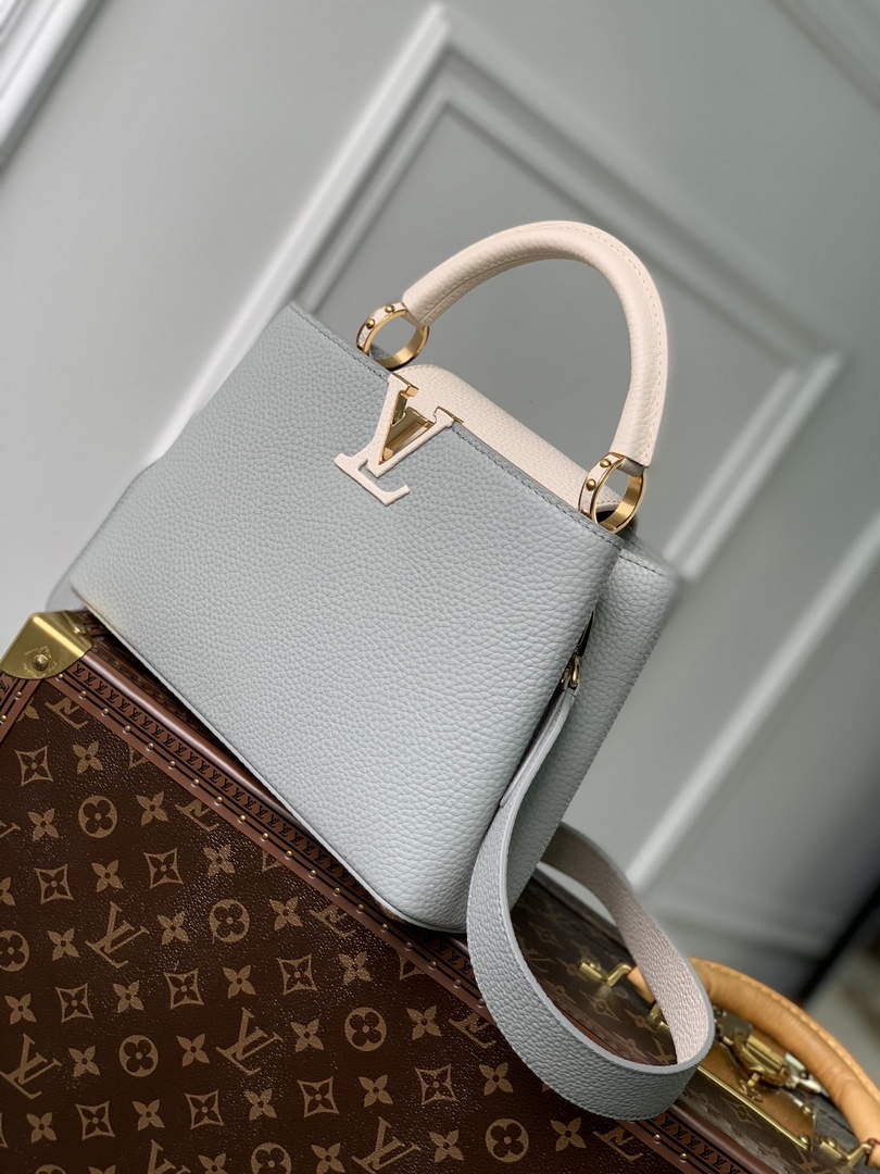 LV M21296 Louis Vuitton Capucines BB Handbag Steeple Gray / Greige
