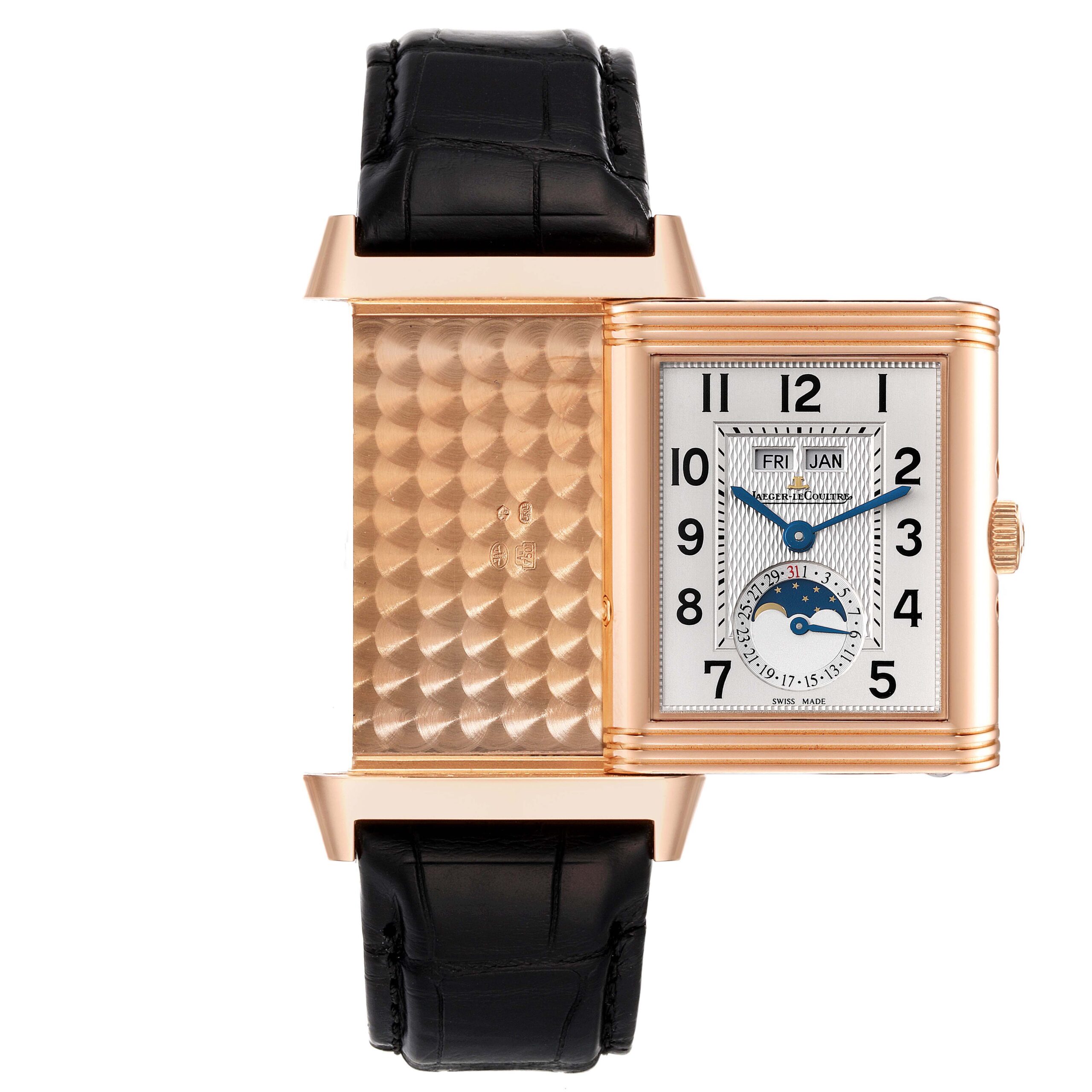 Jaeger LeCoultre Grande Reverso Calendar Moonphase Rose Gold Mens Watch Q3752520