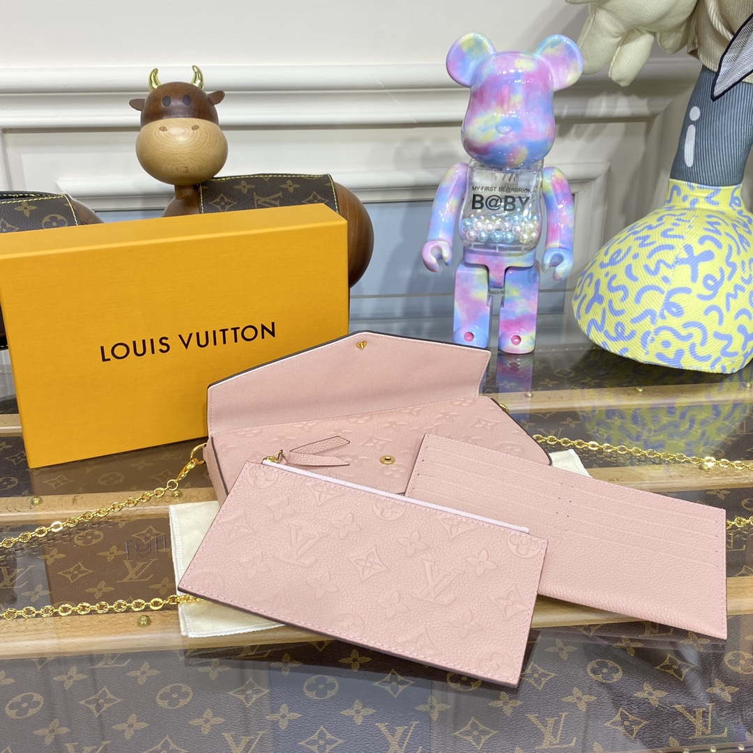 LV M82608 Louis Vuitton Felicie Pochette Monogram Empreinte Bag Rose Pink