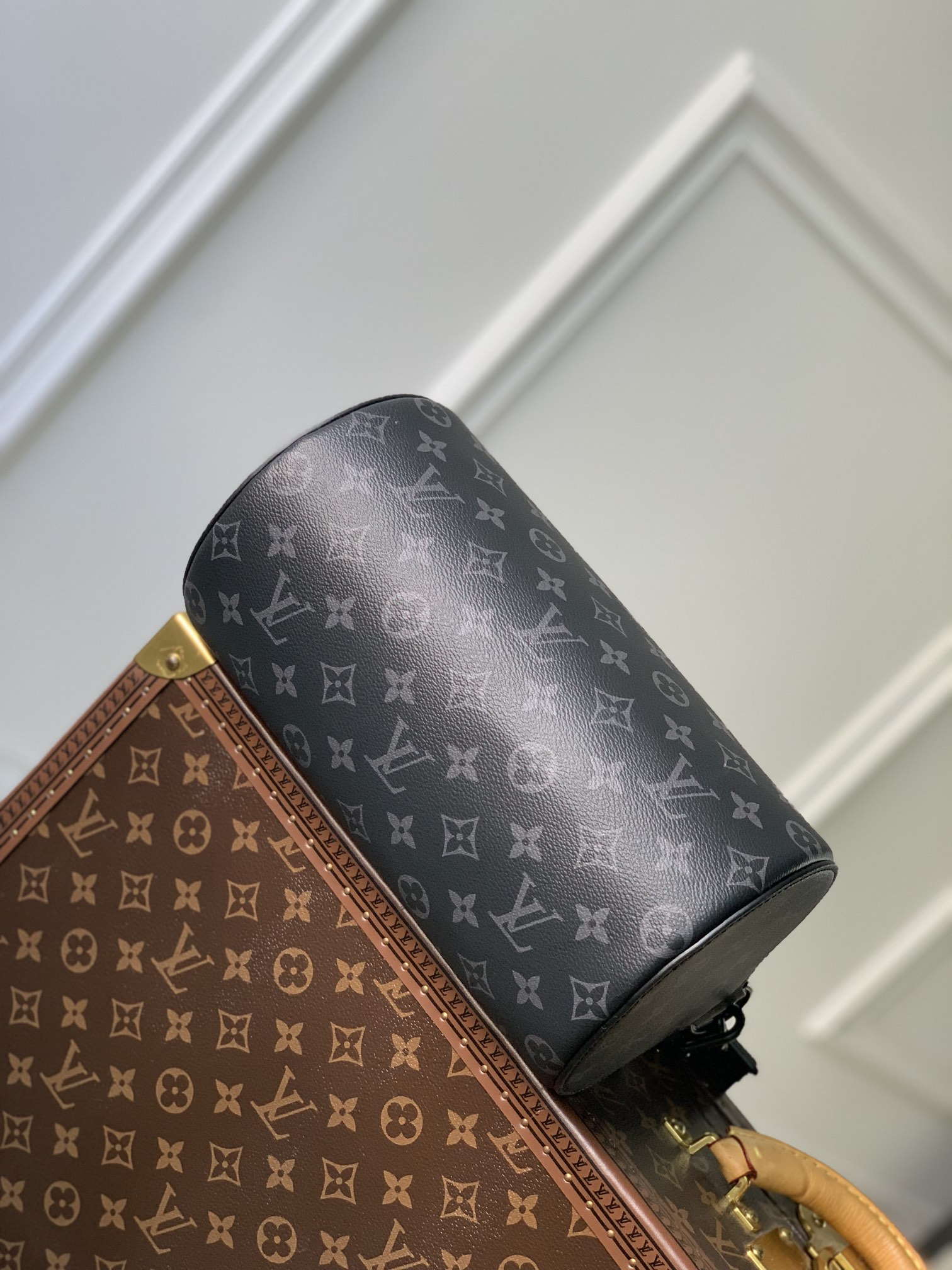 LV M46796 Louis Vuitton Soft Polochon PM Monogram Eclipse