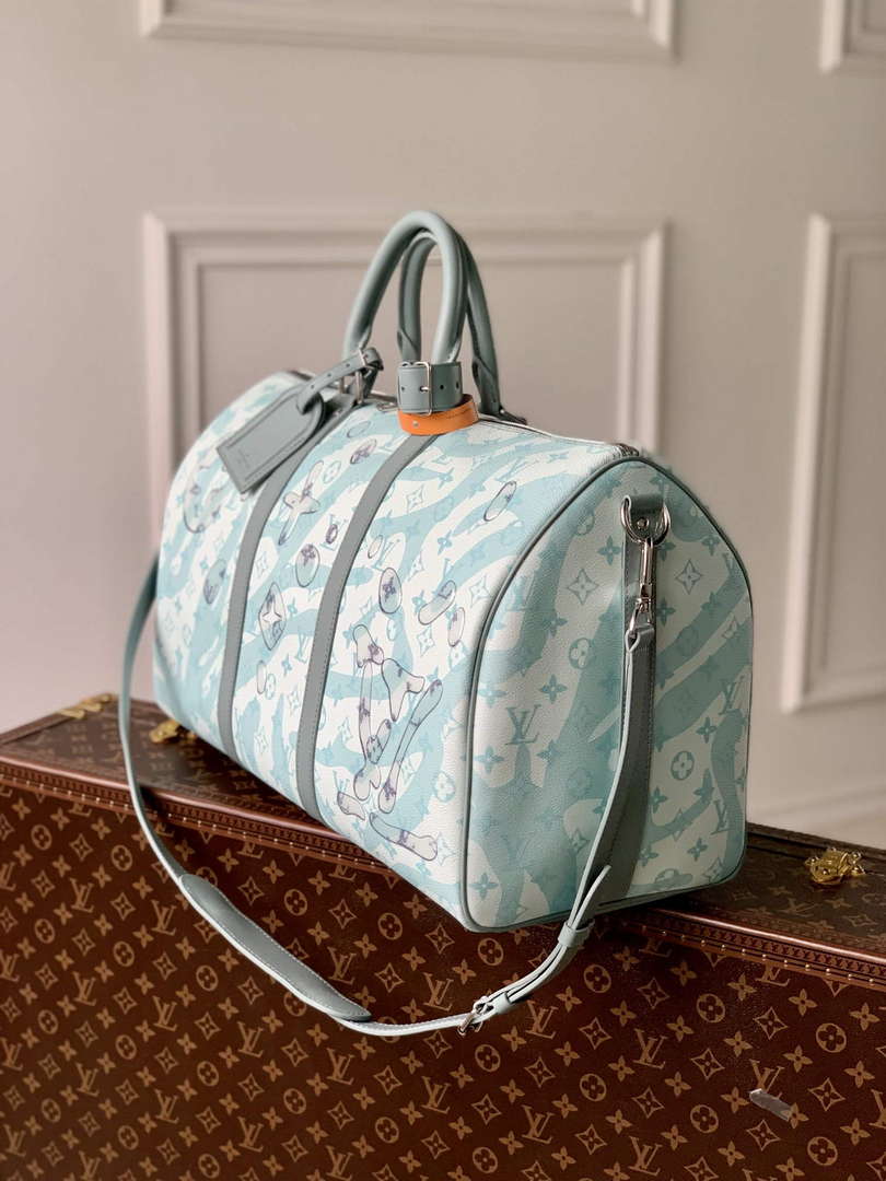 LV M22570 Louis Vuitton Keepall Bandouli��re 50 Bag Crystal Blue
