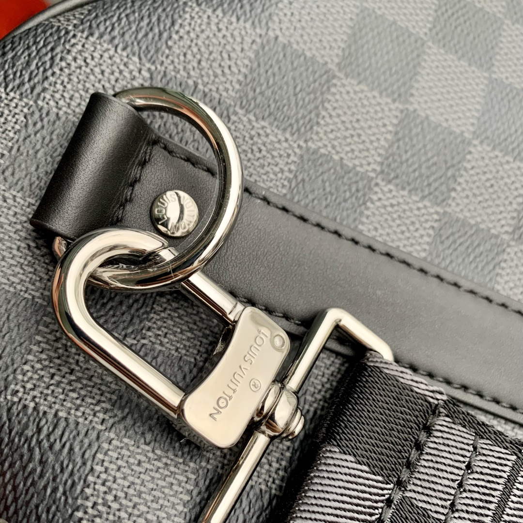 LV N40443 Louis Vuitton Keepall Bandouli��re 50 Bag Black Graphite