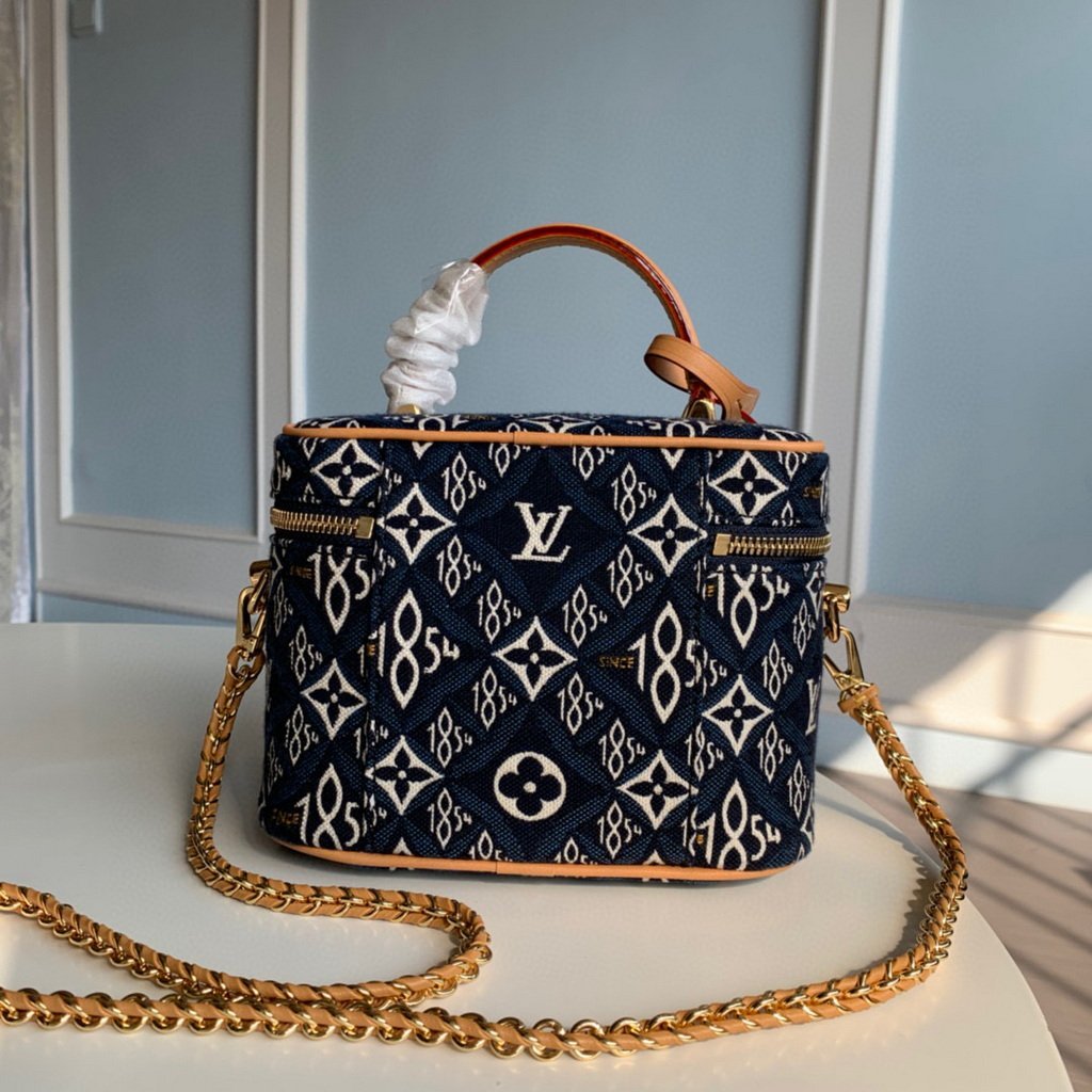 LV M57403 Louis Vuitton Since 1854 Vanity Pm Monogram Jacquard Bag Blue