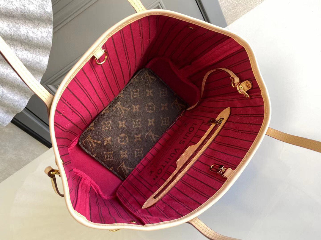 Louis Vuitton LV M41245 Neverfull PM Monogram Canvas Plum