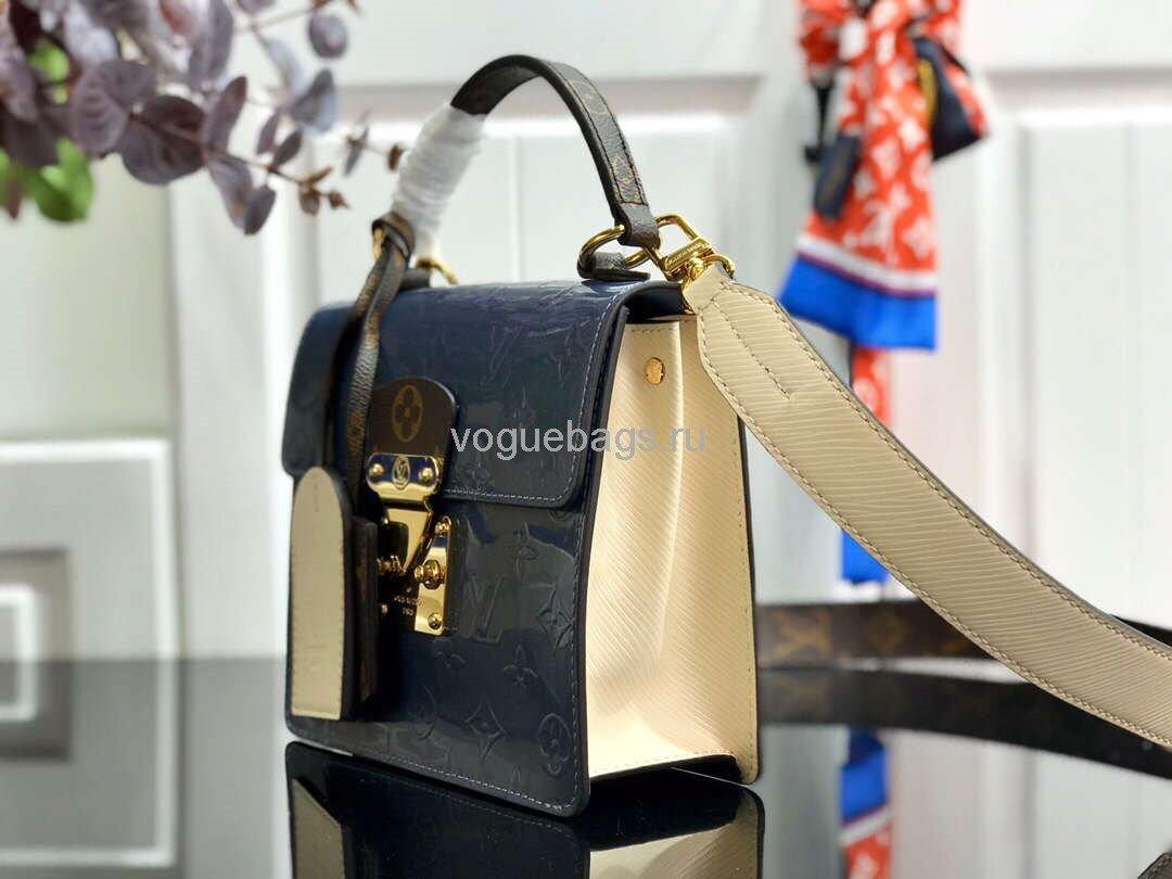 LV M90514 Louis Vuitton Spring Street Monogram Vernis Bag M90454 Blue