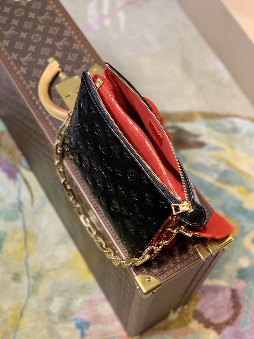 LV M20369 Louis Vuitton Coussin PM Bag Patent calfskin Black