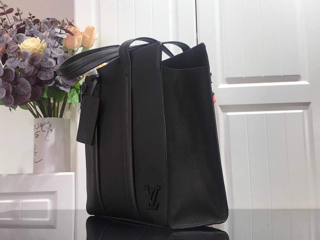 LV M57308 Louis Vuitton Tote Bag Black Grained Calf Leather