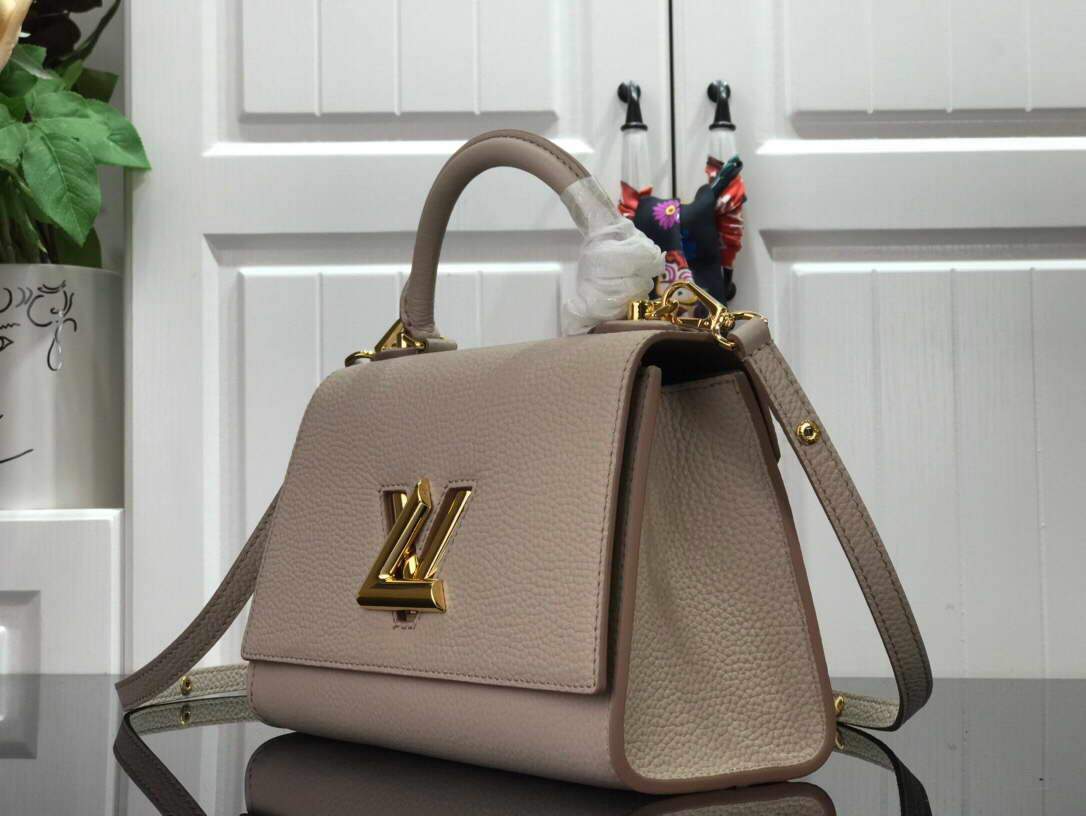 LV M57214 Louis Vuitton Twist one Handle PM Taurillon Leather Beige