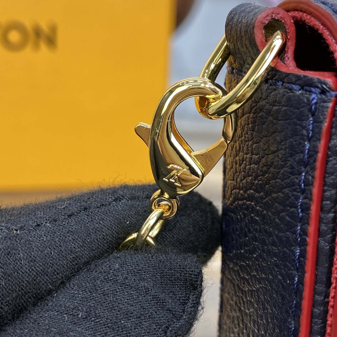 LV M64064 Louis Vuitton Felicie Pochette Monogram Empreinte Bag Black with Red