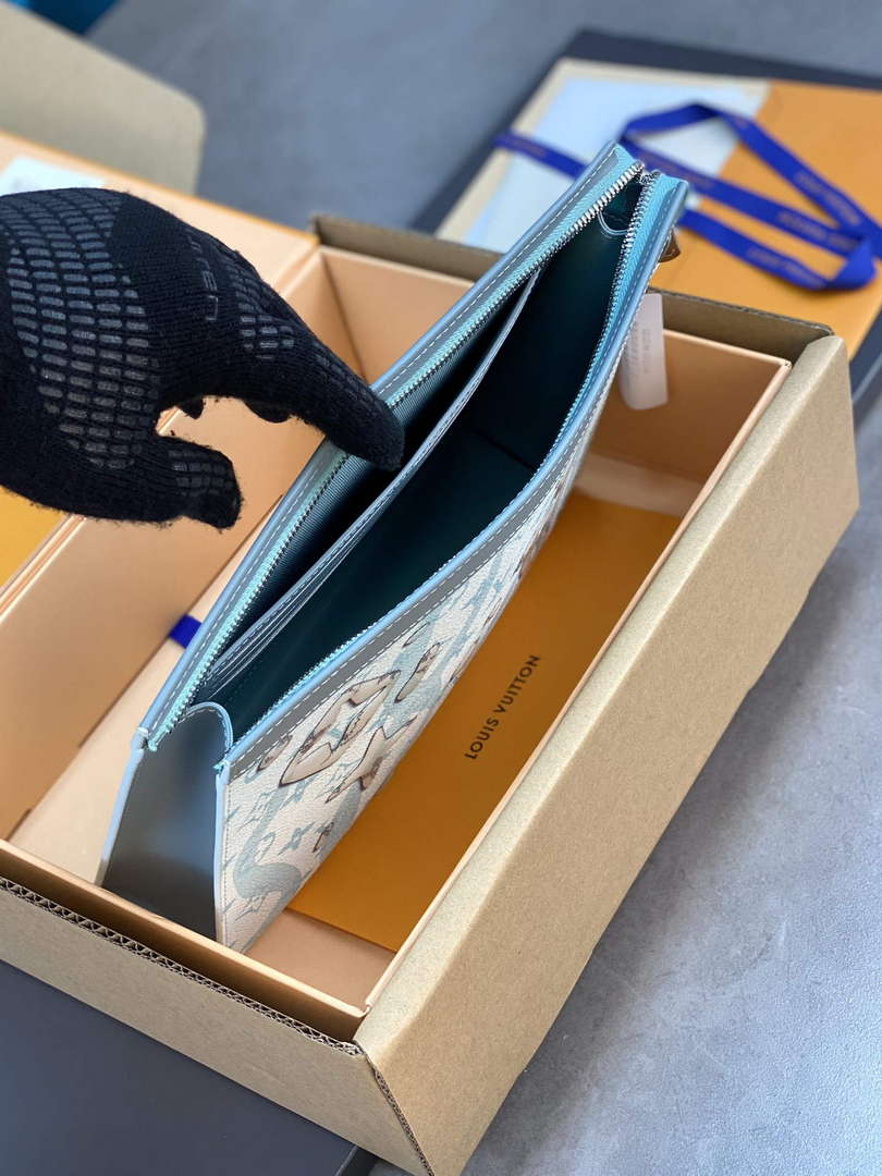 LV M22763 Louis Vuitton Pochette Voyage MM Bag Crystal Blue