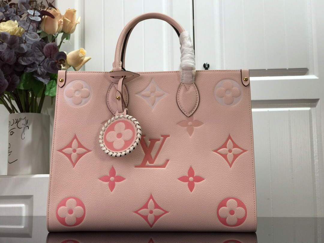 LV M45717 Louis Vuitton Onthego MM Handbag Cream/Saffron