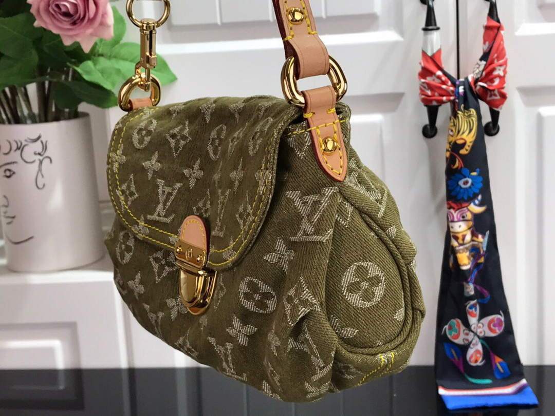 LV M95050 Louis Vuitton Monogram Denim Shoulder Bag Green