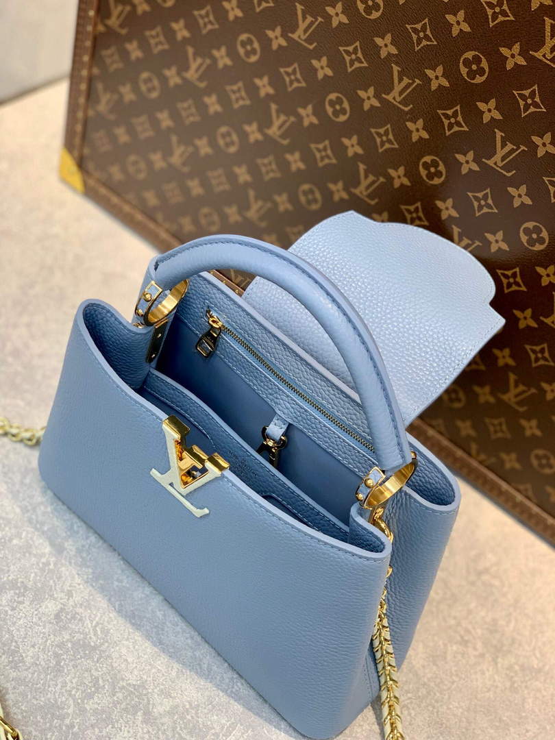 LV M59512 Louis Vuitton Capucines BB Bag Iris Purple/Cr��me