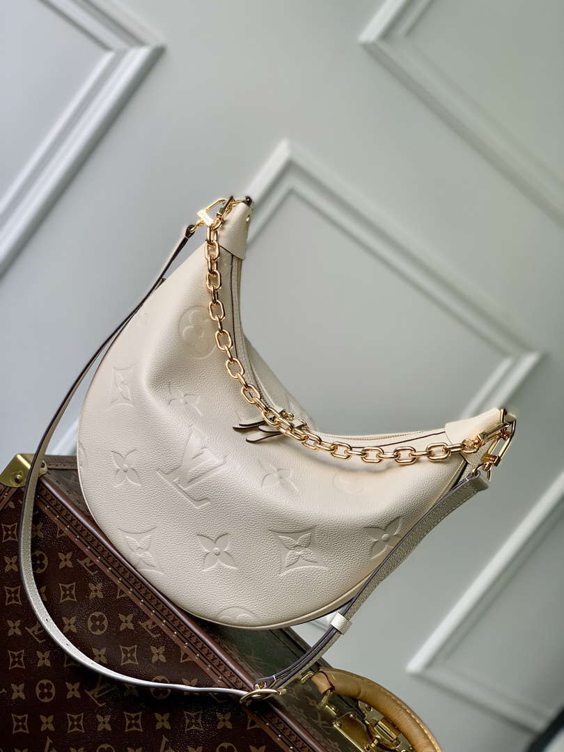 Louis Vuitton LV M46739 Loop Hobo Bag Monogram Empreinte Beige