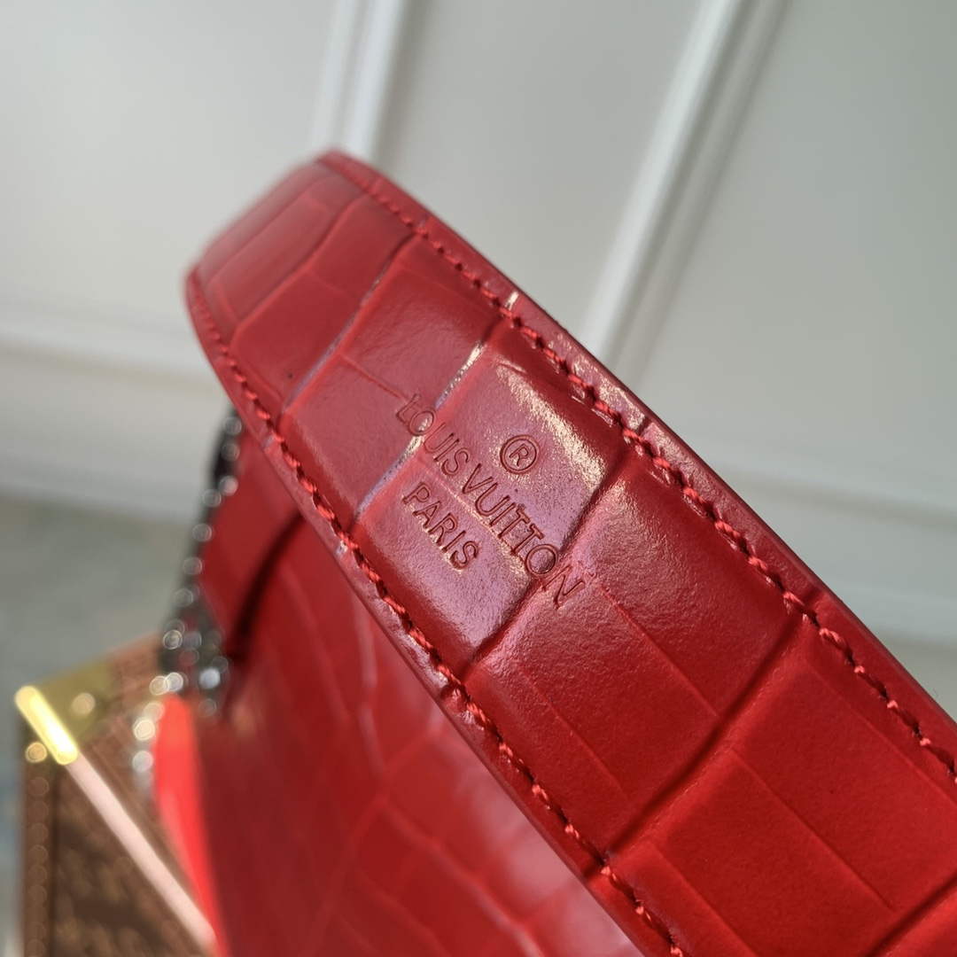LV M21741 Louis Vuitton Side Trunk PM Bag Red Crocodile pattern