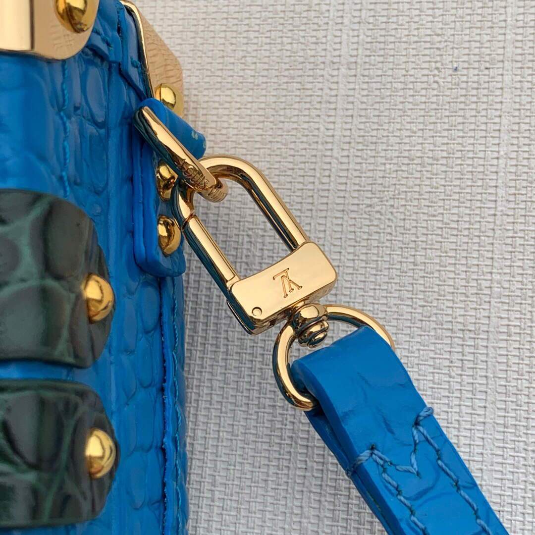 LV N93808 Louis Vuitton Petite Malle crocodilien brillant Bag N93144 Blue