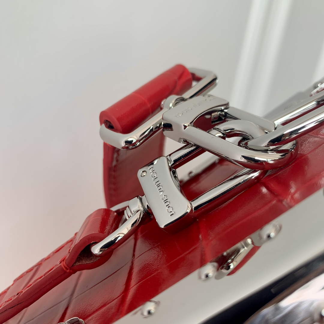 LV M21741 Louis Vuitton Side Trunk PM Bag Red Crocodile pattern