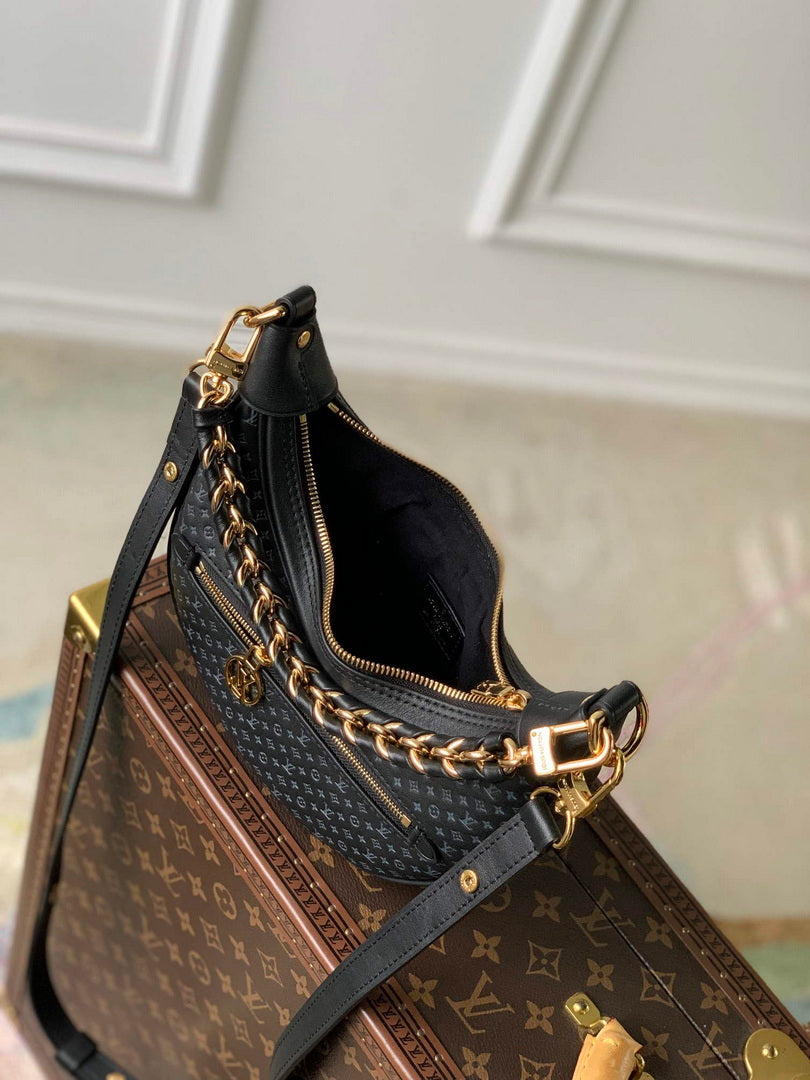LV M22591 Louis Vuitton Loop Baguette Handbag Black