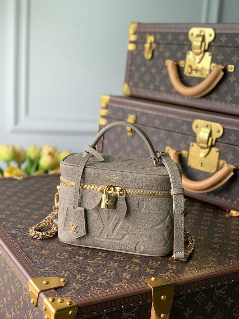 LV M45608 Louis Vuitton Vanity Pm Monogram Empreinte Leather M45599 Beige