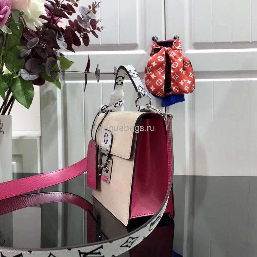 LV M90454 Louis Vuitton Spring Street Monogram Vernis Bag M90514 Beige